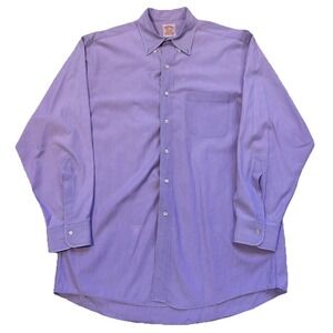 VTG Brooks Brothers Shirt Men 16.5 Purple Pinstripe Long Sleeve Button Down 1818